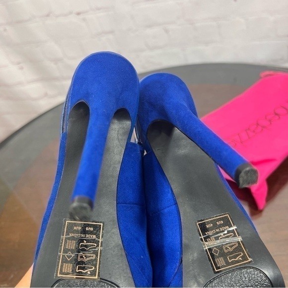 ShoeDazzle microsuede cobalt blue sling back platform pumps in size 6 EUC - Picture 13 of 16